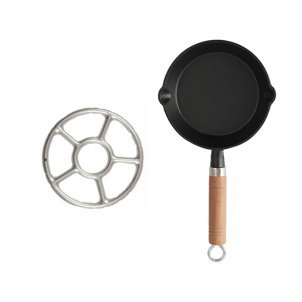 

1 set Small Frying Pan Cast Iron Skillet Nonstick Egg Frying Pan Stove Rack Long Handle Oil Heating Pot Kitchen Cookware