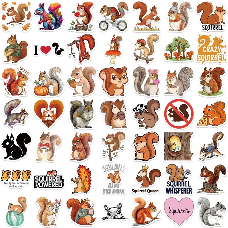 10/30/50PCS Kawaii Squirrel PVC Sticker Aesthetic Colored DIY Children's Decoration Scrapbooking Hand Accounting Supplies