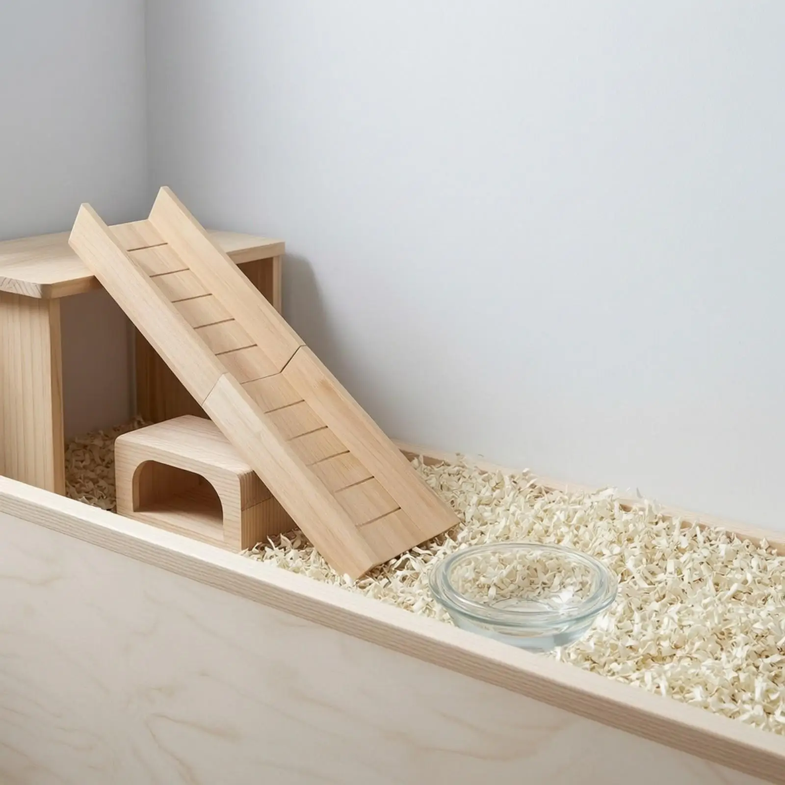 Space Saving Pet Ladder for Hamster Enclosure with Pine Wood Rails and Stable Base