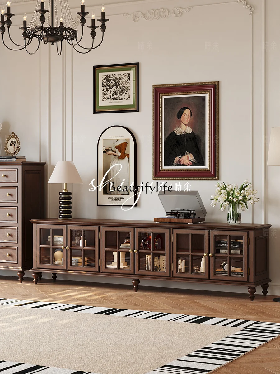 

French retro solid wood American storage locker Chinese antique TV