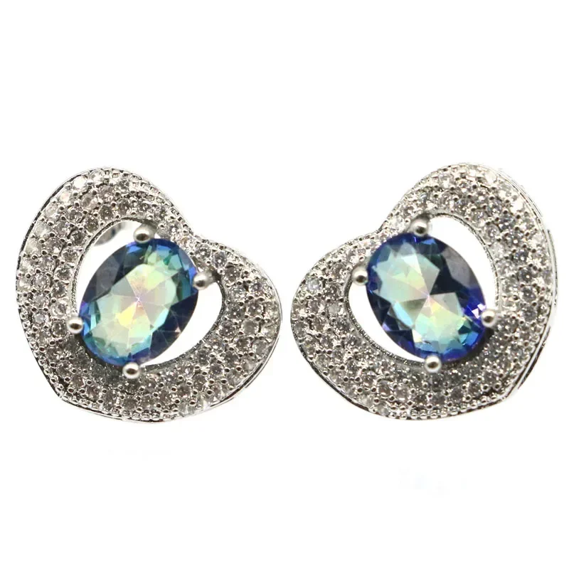 

5.5g Customized 925 SOLID STERLING SILVER Earrings Mystic Topaz Emerald Blood Ruby London Blue Topaz Peridot