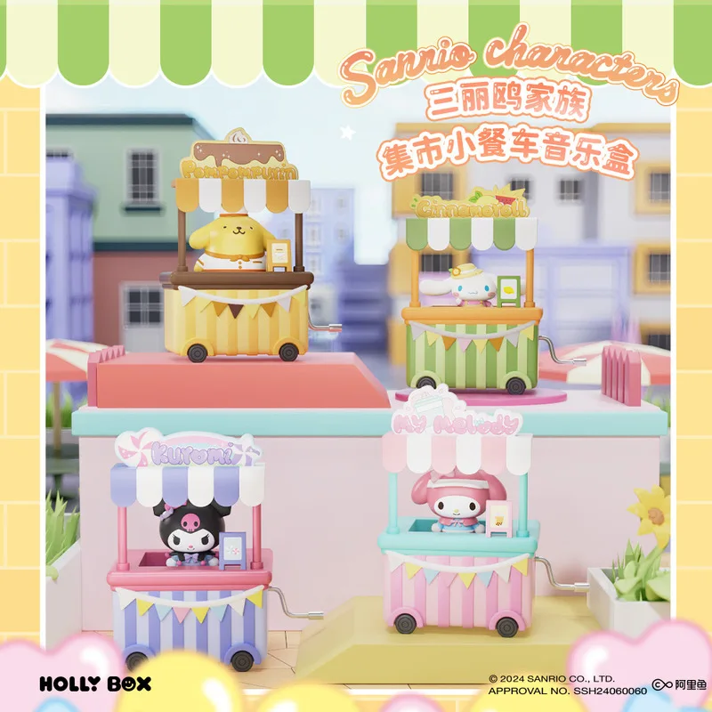 Sanrio Melody Kuromi Pochacco Purin Music Food Truck Gift Birthday Music Box Kawaii Cute Ornament Sanrio Merchandise Gift