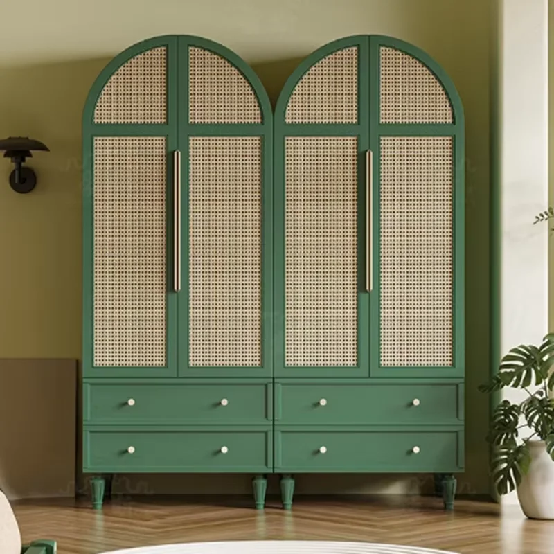 Luxury Rattan Small Wardrobes Tall Storage Women Portable Clothes Open Closet Organizer Teen Guarda Roupas Bedroom Furniture