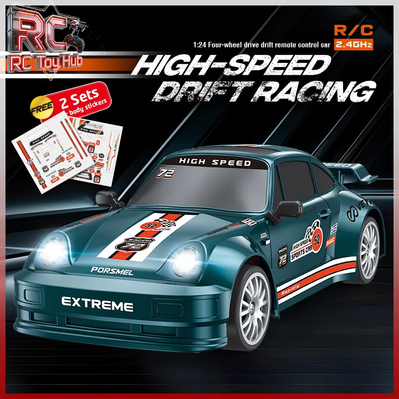 

Радиоуправляемая машинка Porsmel 1:24, высокоскоростная, 4WD, для дрифта, с жестким корпусом из ABS, настольная модель, игрушка для детей, подарок на день рождения для мальчиков