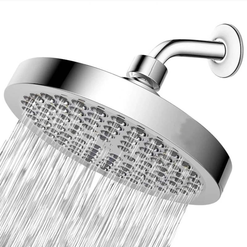 New 6 inches High Pressure Rain Shower Head with Arm 1min Installation Polished Chrome Rainfall Showerhead Anti-Clogging Nozzles