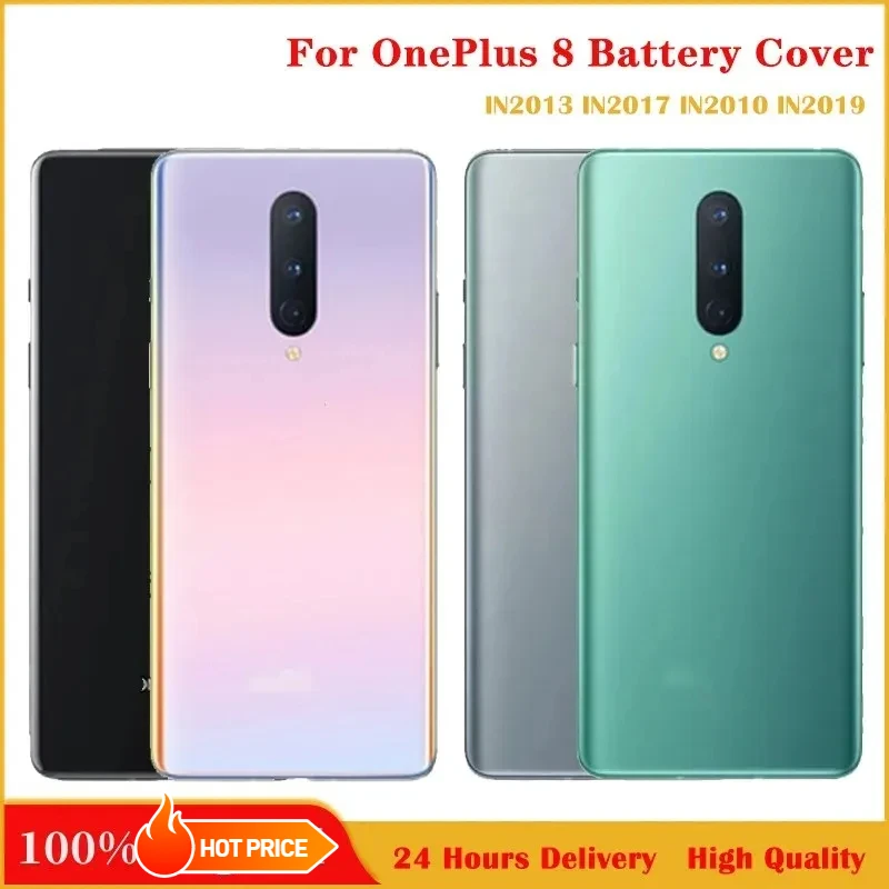 

Original Glass New Back Glass For OnePlus 8 Battery Cover Hard Back Door Rear Housing 1+8 Battery Back Cover Camera Lens Circle