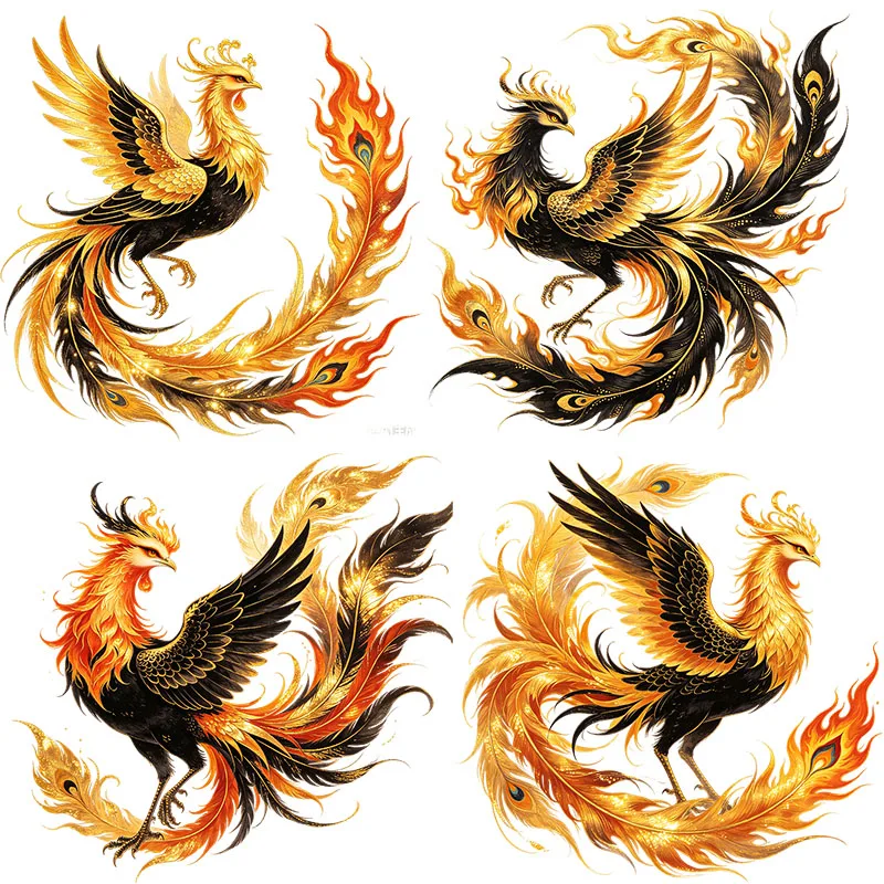 Three Ratels CAB47 Black Gold Phoenix Art Wall Stickers for Home Decoration Car body decals Waterproof self-adhesive