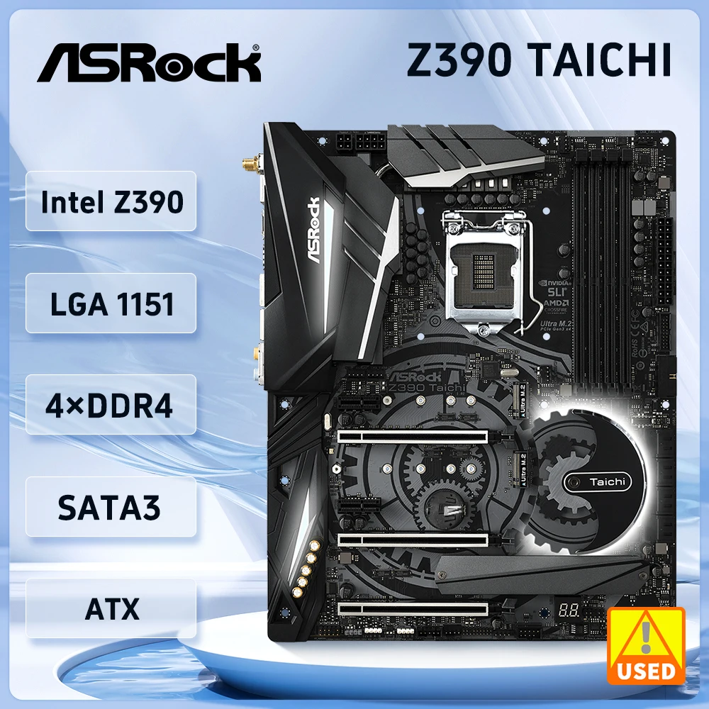 

ASRock Z390 TAICHI Motherboard Intel Z390 LGA 1151 DDR4 4200+(OC) support i7-9700KF i5-9400F i5-8600 9900 cpu NVMe SSD M.2 ATX