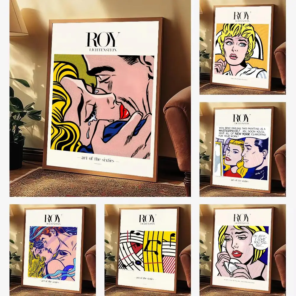 R-Roy L-Lichtenstein art Poster Aesthetic Wall Art Print for Living Room Bedroom Study Office Café Home Decor Stylish Gift