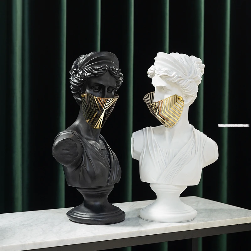 Modern Imitation Plaster Resin David Sculpture Art Bust Portrait Statue Figurines Living Room Furnishings Home Decoration