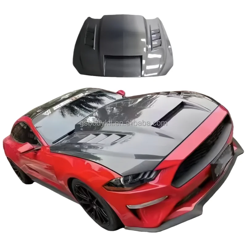 

High-quality Carbon Fiber Hood for 15-23 Ford Mustang, with air Vents, Engine Cover Body Kit