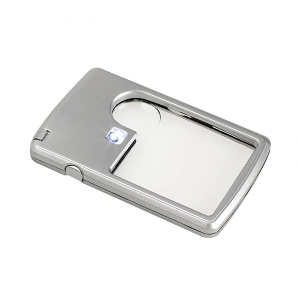 

Ultra Thin Magnifier LED Light Dual Lens Portable Pocket Size Reading Precision Work Acrylic Glass ABS Plastic Included
