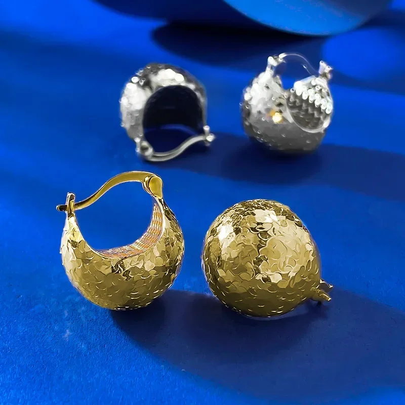 S925 Sterling Silver Sparkling And Bursting Ice Light Ball Pine Cone Earrings Fashionable And Versatile Cool And Cool Style