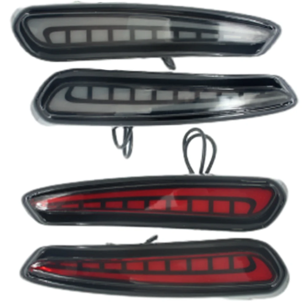 

2Pcs Car Red LED Rear Bumper Reflectors Lamp Turn Signal Sequential Fog Taillights For Honda Civic Type R 2023-2024