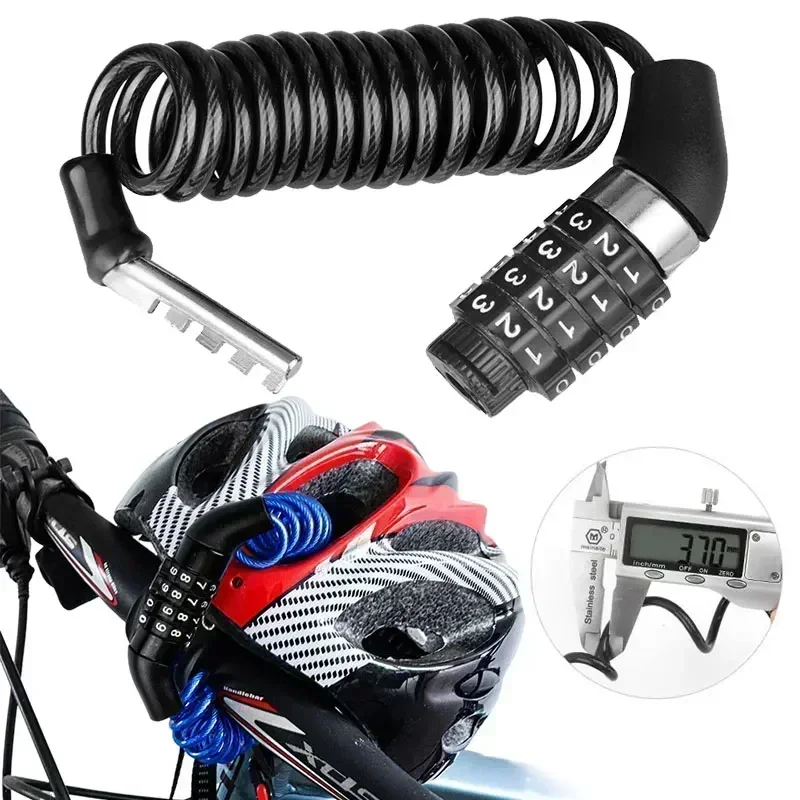 4-digit password anti-theft combination cable bike lock mountain/road bike helmet lock durable waterproof bike lock - view 2