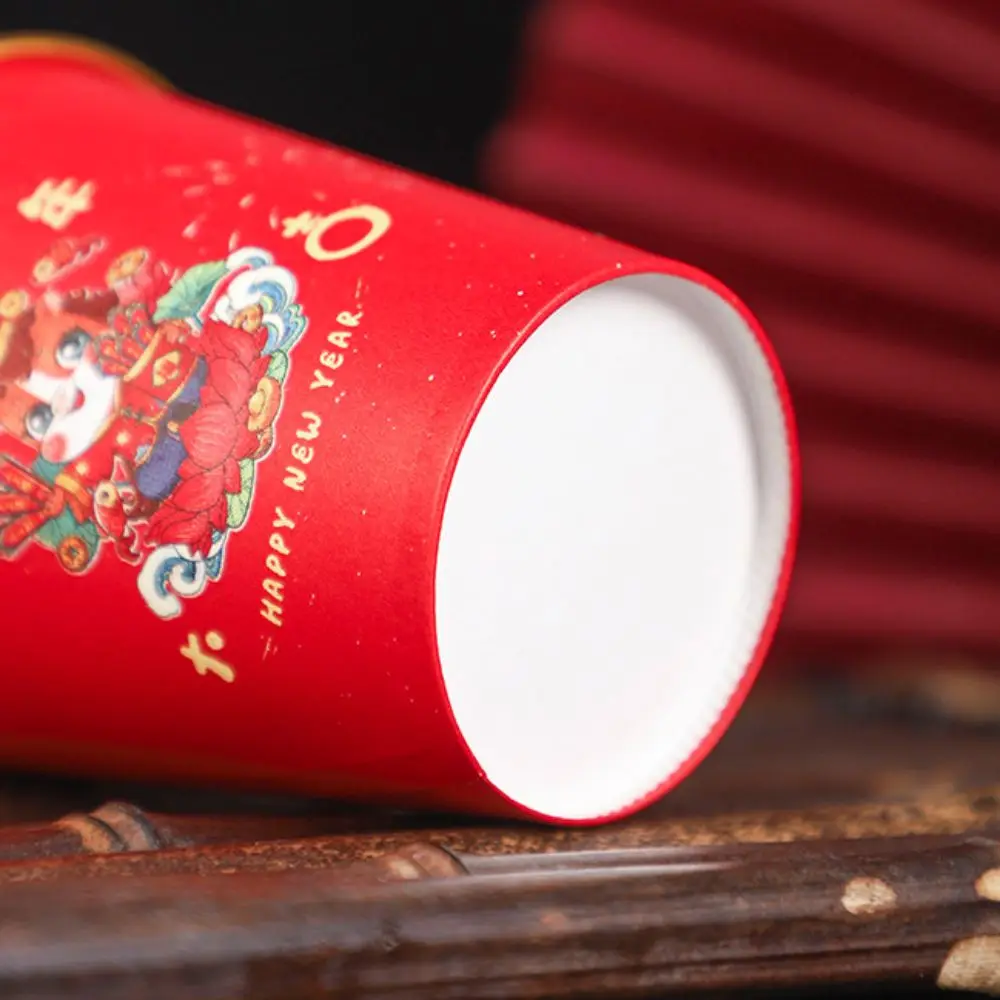 50 قطعة نمط الحصان 2026 مهرجان الربيع كوب للاستعمال مرة واحدة مكافحة السمط سميكة شرب فنجان شاي النمط الصيني الذهب احباط #4