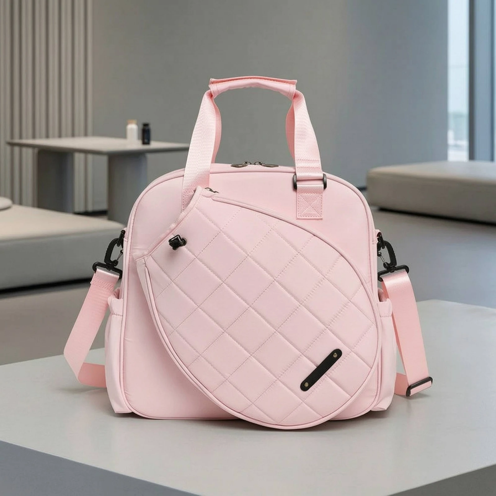 Racket Bag with Front Pocket Organized Racket Bag with Shoulder Strap Long-Lasting Removable for Tennis Court, Sports Training