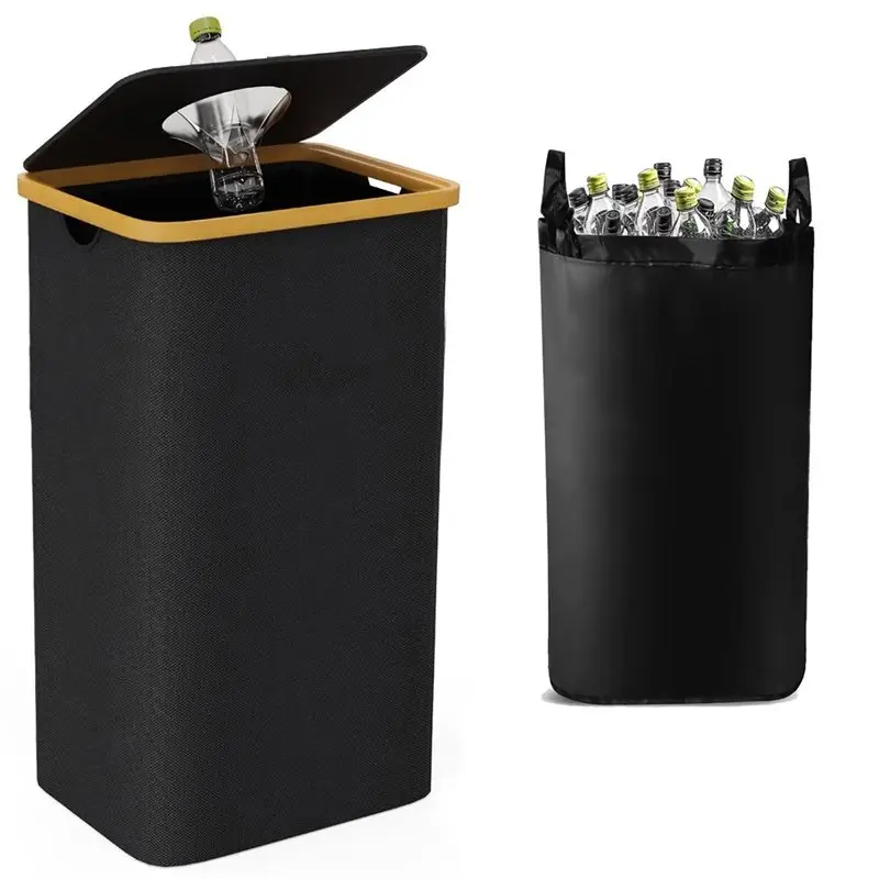 Light Weight Oxford Cloth, Deposit Bottle Collector, Bottle Storage Box, Recycling Box, Laundry Basket, Indoor Garbage Bin Black