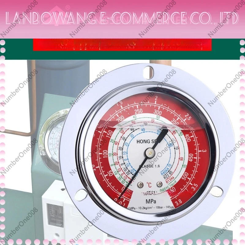 Silicone Oil Pressure Gauge for Refrigeration Unit, Heat Pump Oil Pressure Manometer, Axial Refrigerant Filled Dial Indicator