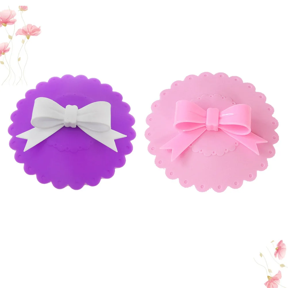 

2Pcs Leak-Proof Silicone Cup Covers with Bow Knot Pattern Heat Retaining Drink Lids for Tea Coffee Reusable Sealing Mug Cover