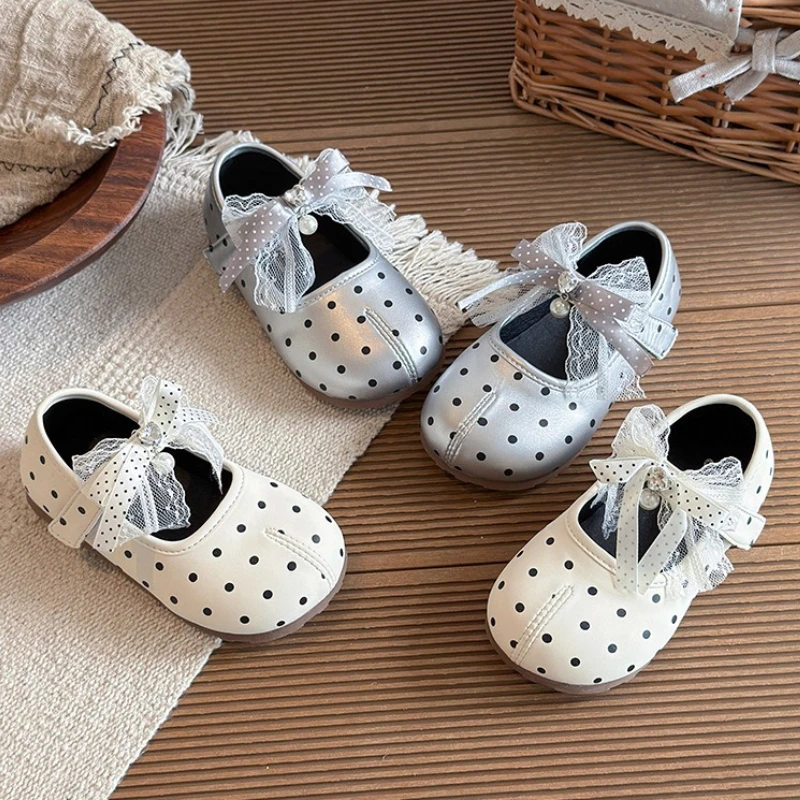 kids shoes for girl 2026 Spring and Autumn Korean Edition Child Bow Soft Soled Shoes Fashion Girls' Formal Performance Shoes