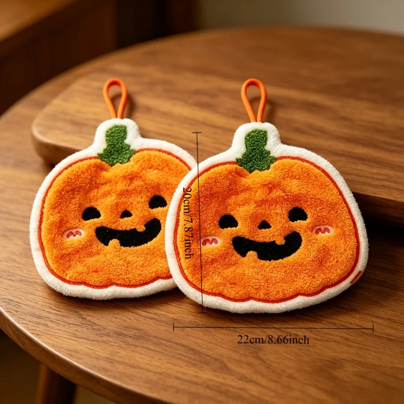 Halloween Pumpkin Ghost Hanging Coral Velvet Towel