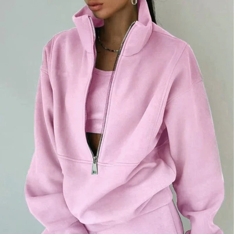 

2023 new European and American autumn women's fashion fleece sports and leisure suit