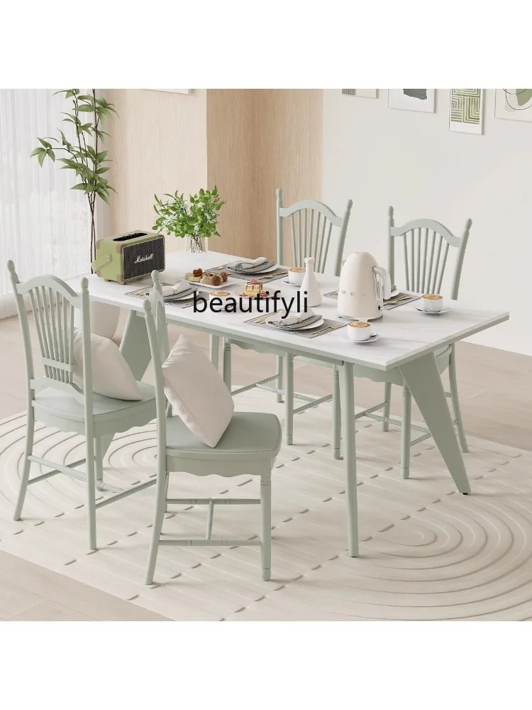 Green Stone Plate Dining Tables and Chairs Set One Table Four Chairs  Living Room Restaurant Home Small Apartment Dining Table