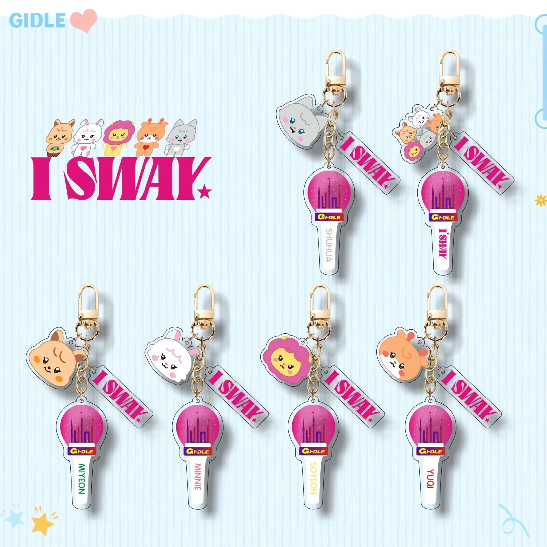 

(G) I-DLE Keychain New Album I SWAY Cartoon Acrylic Pendant Star Surrounding