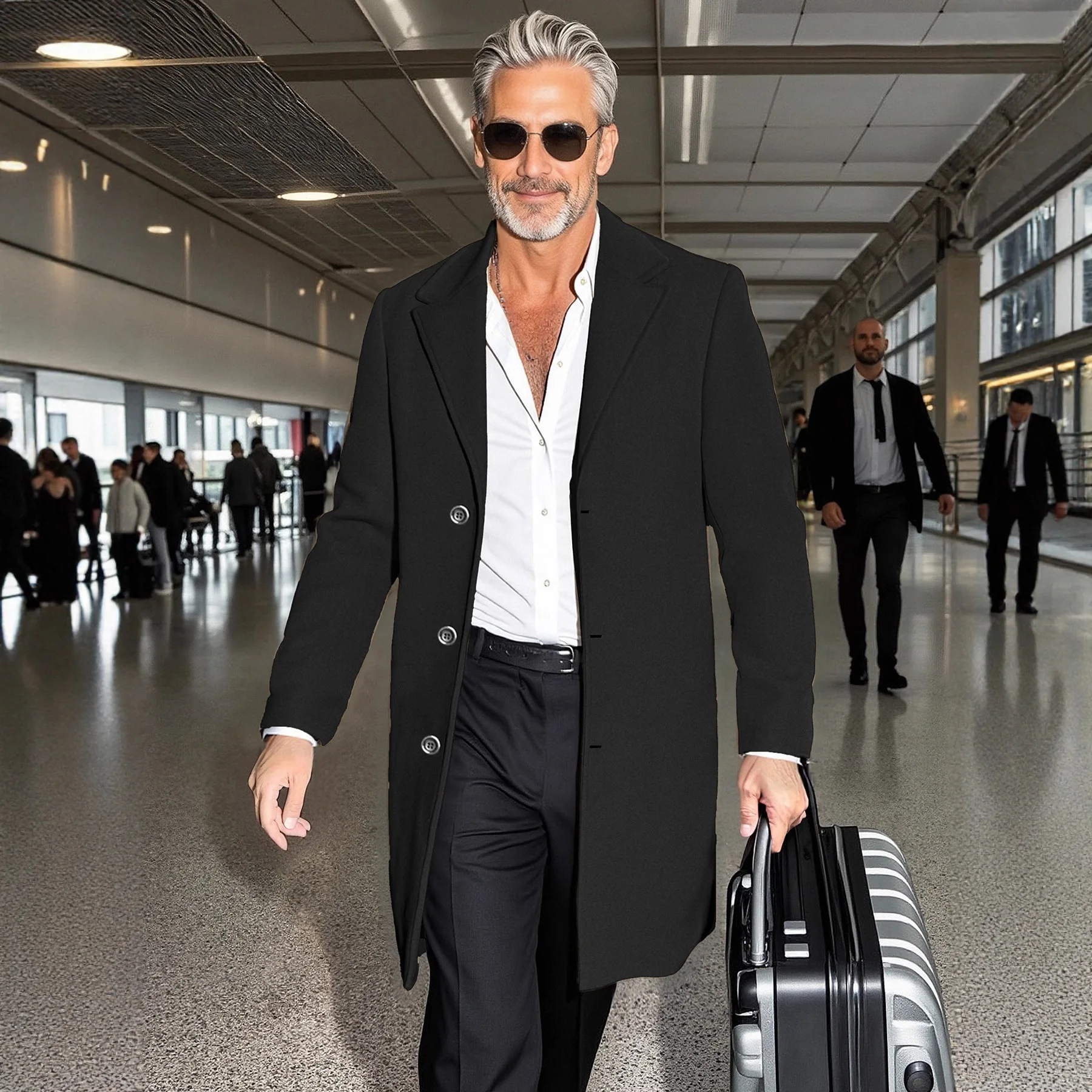 

Slim-fit Trendy Trench Coat Business Versatile Casual Fashion High-end Medium And Long Trench Coat