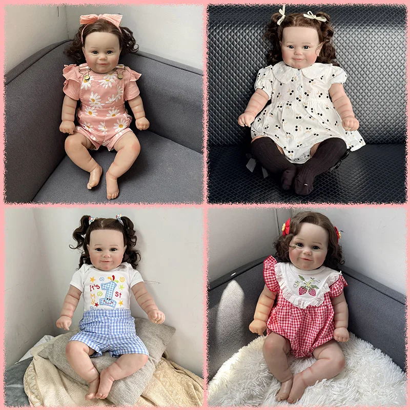 

Multiple Layers Painting 24Inch Maddie Lifelike Reborn Doll Rooted Brown hair Soft Cloth Body For Kids Children Toys Gifts