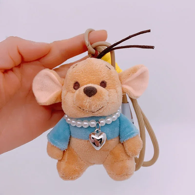 New 10cm Cute Mouse Hundred Acre Garden Wallaby Plush Pendant Standing Pea Mouse Plush Doll Backpack Keychain Girl Birthday Gift