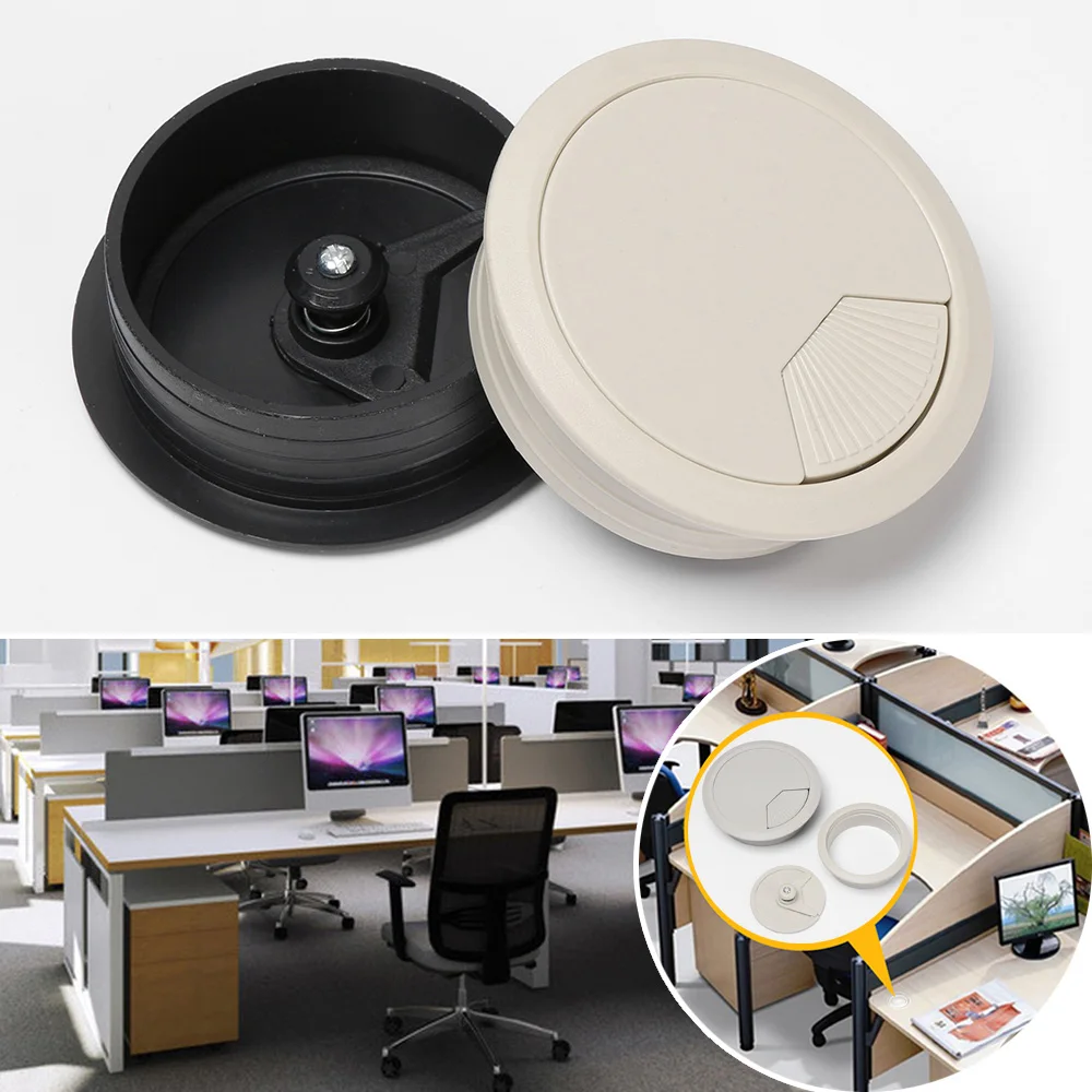 High Quality Plastic PC Desk For Home Office Computer Line Hole Cover Table Grommet Cable Hole Cover Wire Storage Rack