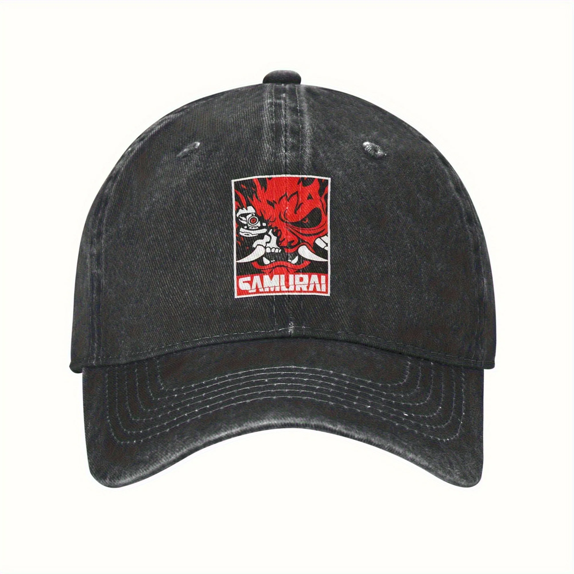 Cyberpunk-Samurai-Logo-Washed-Baseball-Cap-Unisex-Casual-Daily-Outdoor-Sun-Hat