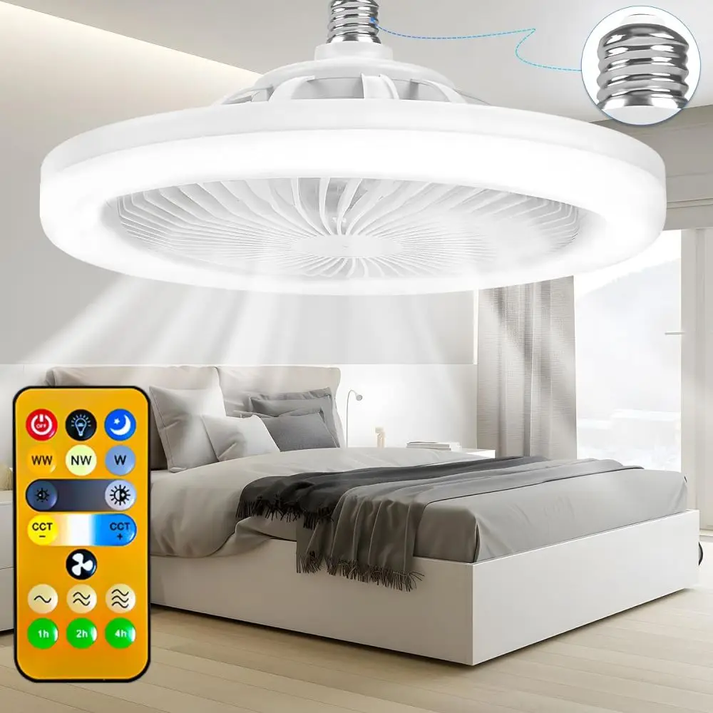 

Led Ceiling Fan Light E27 Screw Adjustable Lamp Warm to White Dimming Remote Fan lights For Bedroom Livingroom Kitchen