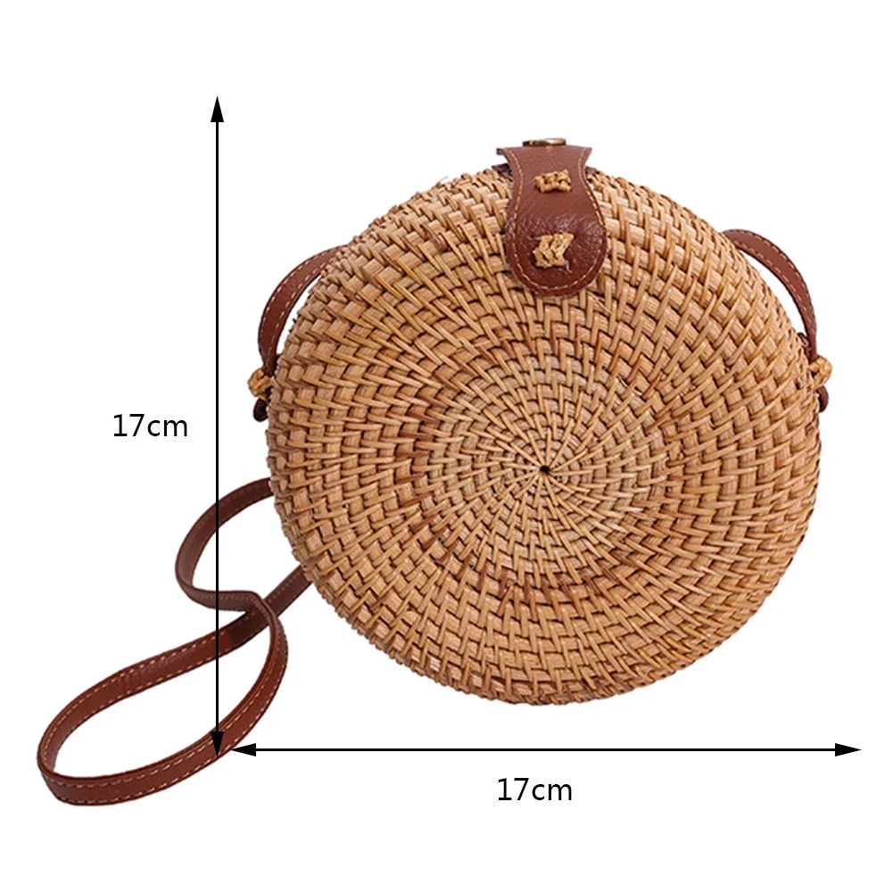 2024 New Bali Vintage Handmade Crossbody Bag Square/Round/Bucket Rattan Woven Shoulder Bag Retro Bohemia Beach Durable Straw Bag