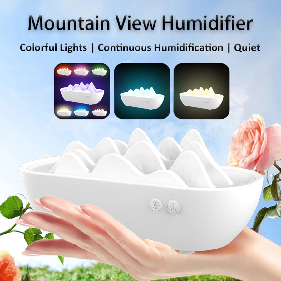 

2024 New Mountain View Air Humidifier Aroma Diffuser Essential Oil Diffuser Colorful Ambient Lights for Home Office Bedroom