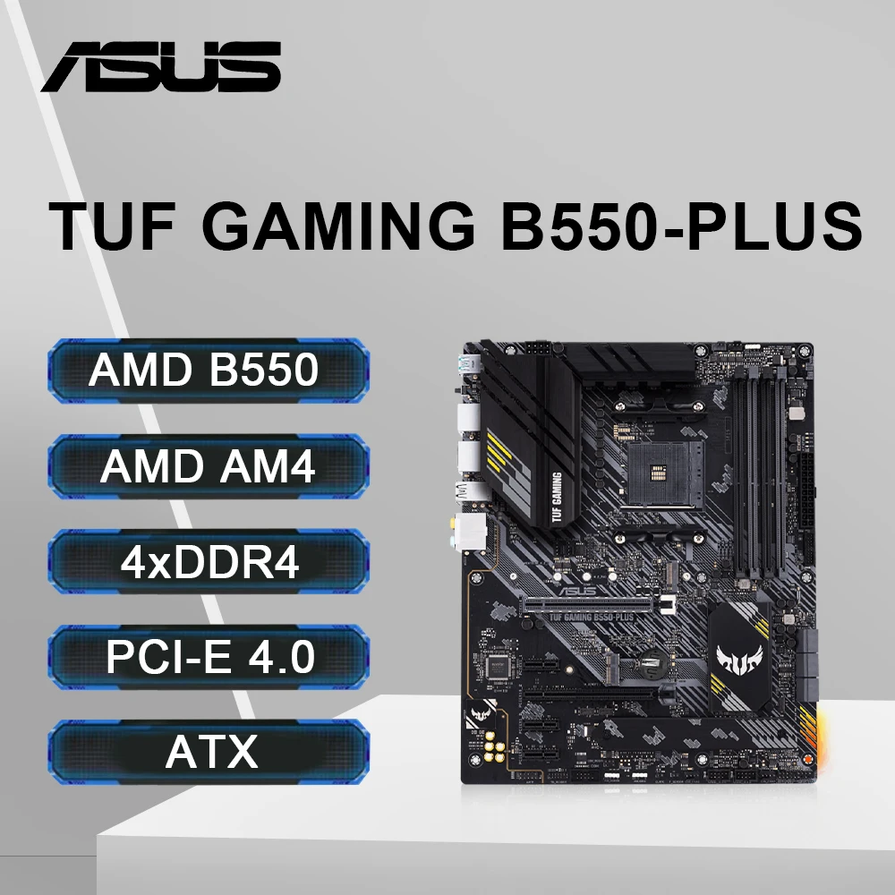

ASUS TUF GAMING B550-PLUS Motherboard Supports Ryzen 5 5600 R7 5700X3D CPU AMD B550 DDR4 HDMI SATA 6 USB 3.2 M.2 NVME PCIe 4.0