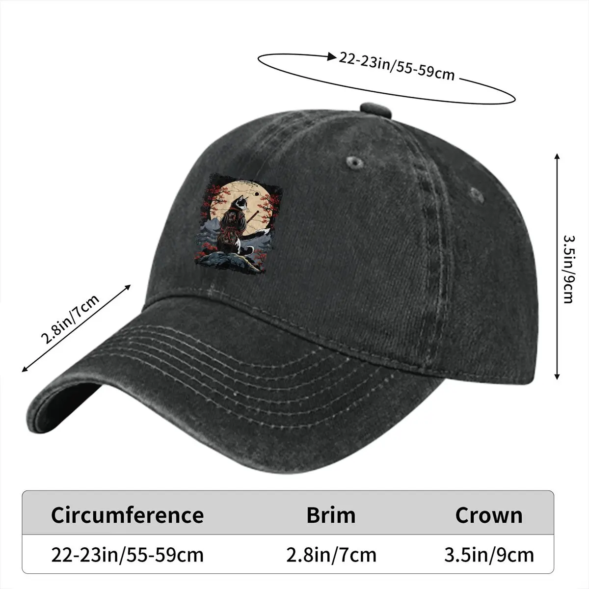 Japanese Cat Samurai Katana Catana Baseball Cap Men Hats Women Visor Protection Snapback Samurai Style Caps image 2