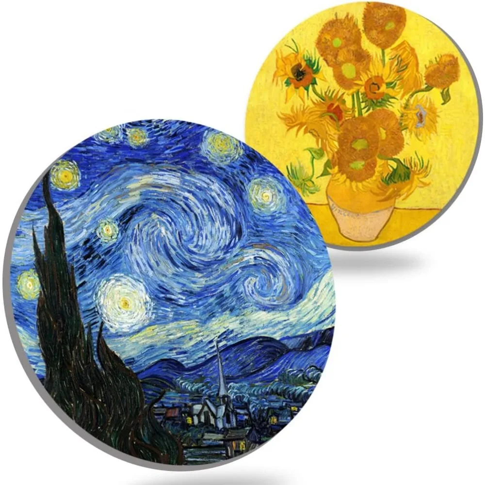 

Coasters for Drinks Van Gogh Art Ceramic Coasters - Use 2 Famous Van Gogh Paintings, Unique Housewarming Gifts for New Home Deco
