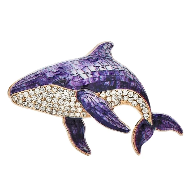 Natural enamel brooch, sunflower butterfly, whale, and gemstone butterfly personality pins, suitable for ocean and nature lovers view 2