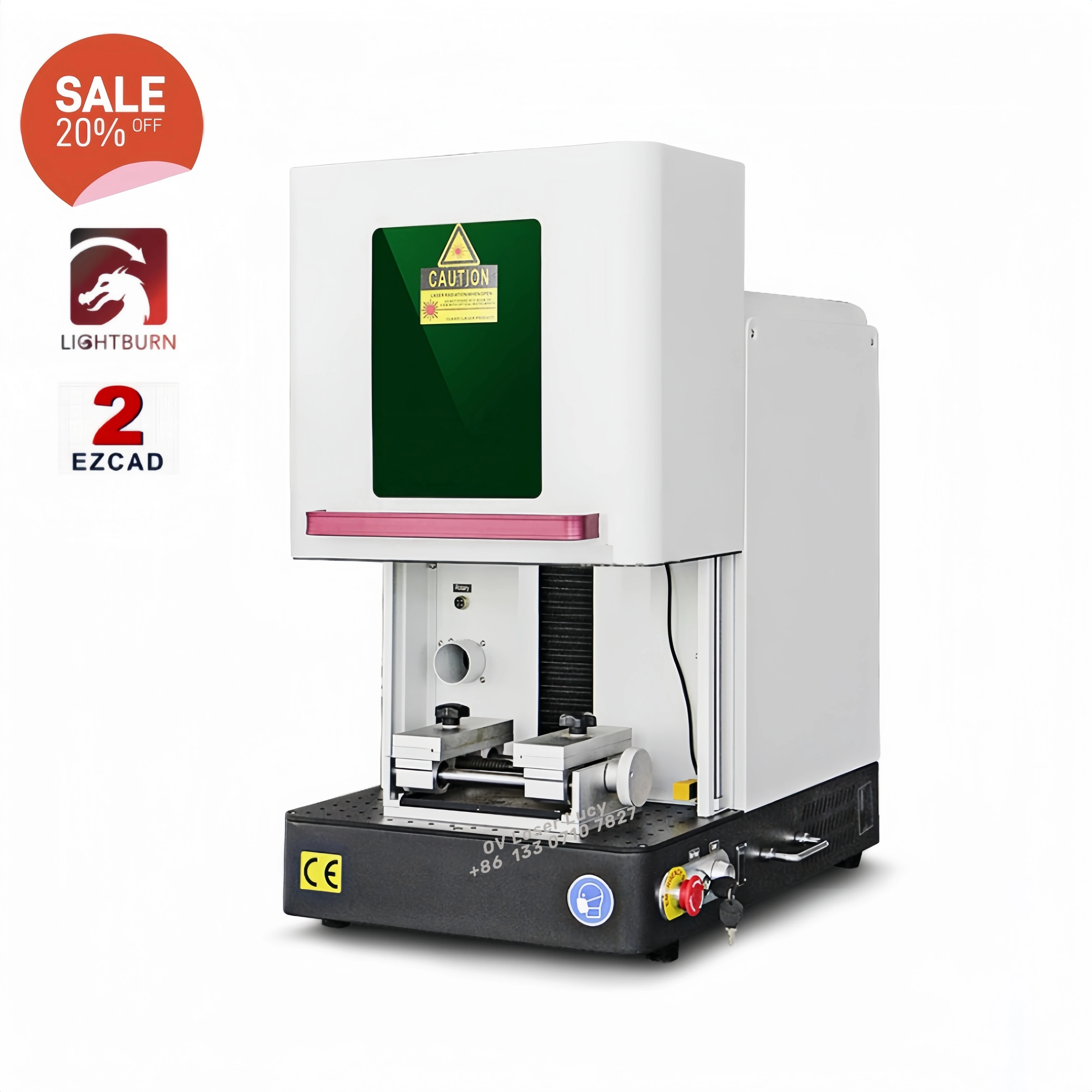 Enclosed Fiber La-ser Engraving Machine Jewelry Gold Silver Brass Fiber La-ser Marker Ring Necklace Nameplate La-ser Engraver