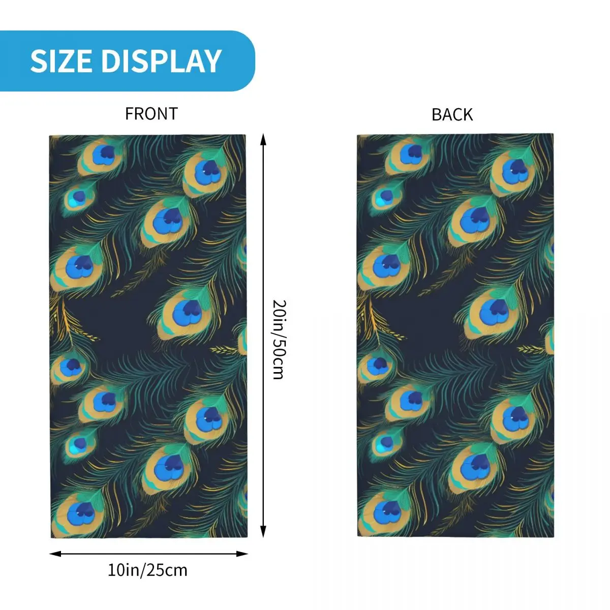 Blue Eyed Peacock Feathers Bandana Neck Gaiter Printed Face Scarf Multi-use FaceMask Riding Unisex Adult Winter