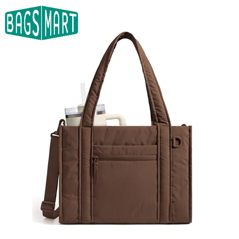 

BAGSMART Маленькая женская сумка-тоут, многофункциональная сумка через плечо на молнии, большая вместительная дорожная рабочая сумка для колледжа