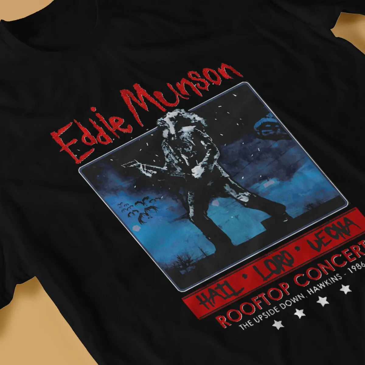 Creative Eddie Munson\'s Rooftop Concert T-Shirt Men Crew Neck  Cotton T Shirts Eddie Munson Short Sleeve New Arrival Tops