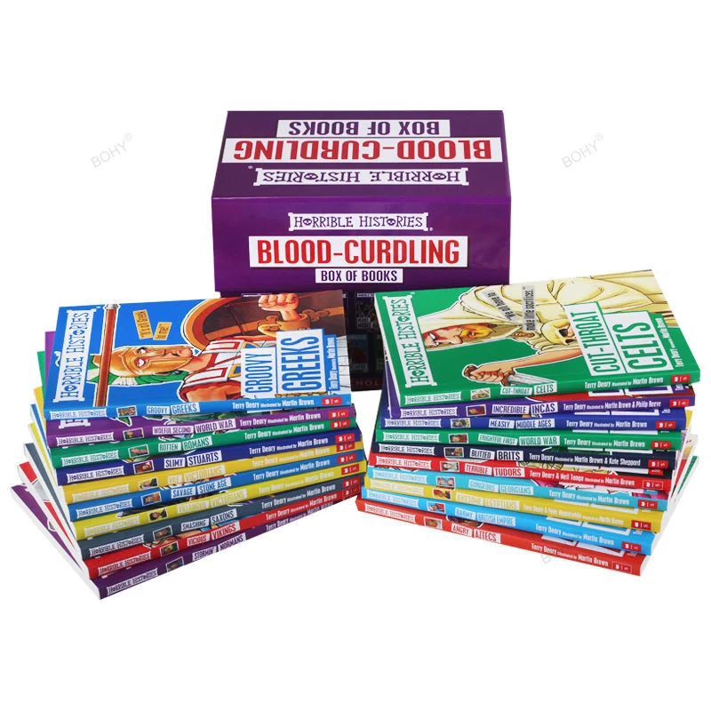 

20 BOOKS Horrible Histories Blood Curdling Box of Books Collection Original English Reading Children's Books Libros Livros