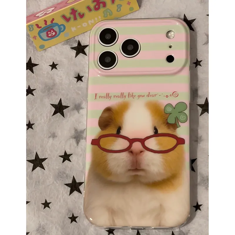 Funda para teléfono con diseño de hámster, estilo «Ins» japonés y coreano, para iPhone 18, 17, 16, 15, 14, 13, 12, 11 PRO, XR, XS, X, MAX, 8, 7 PLUS, MINI.