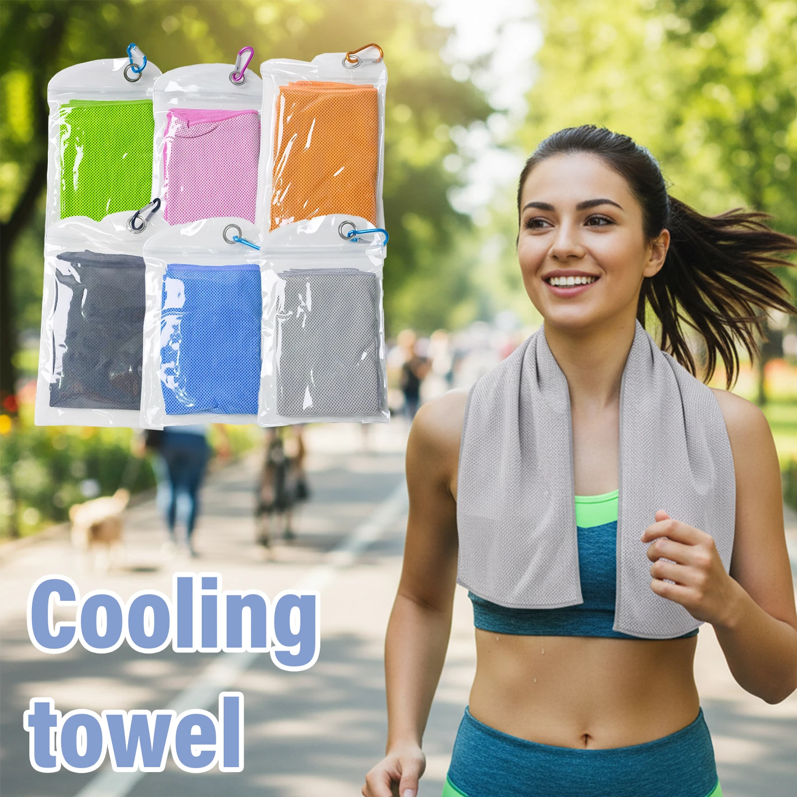 Quick Chill Cooling Sports Towel, Comes with PVC Storage Pouch & Ring Buckle for Outdoor Workout and Travel