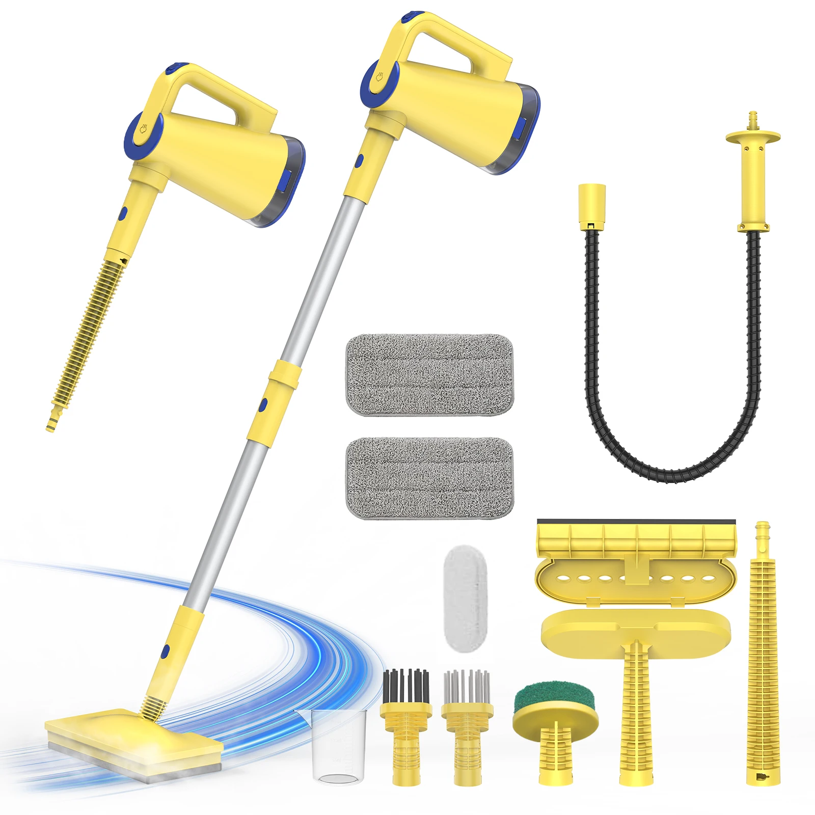 OMESER 1500W 7-in-1 Steam Mop Cleaner 120° Swivel Mop Head 150° Steam Temperature Mops All Floors Accessories Removable Replace