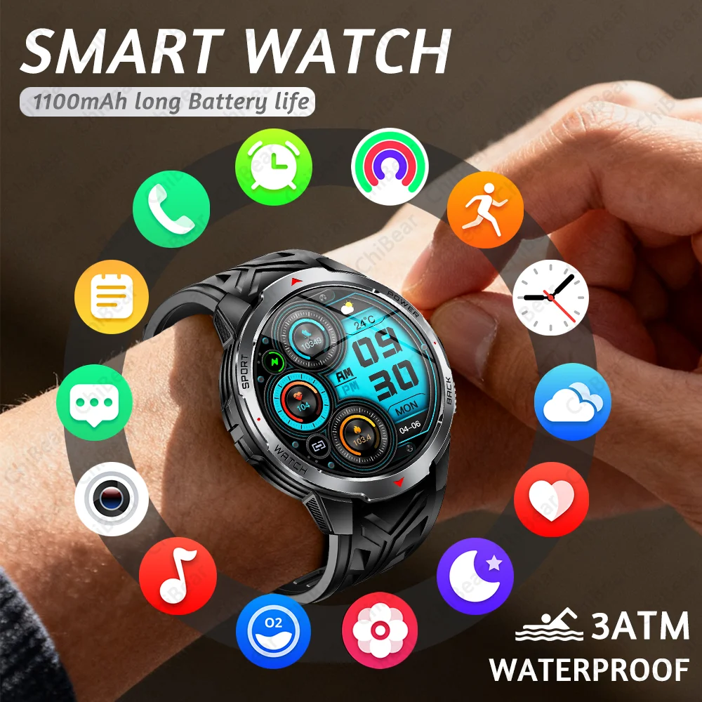 

New Smart watch Men Women Heart Rate Monitoring 1100mAh Long Battery Fitness Tracker 3ATM Bluetooth Smartwatch For Android IOS